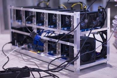 A mining farm with multiple rigs operating
